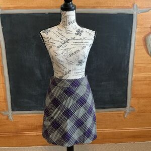 Loft purple/black tweed lined mini skirt size 0